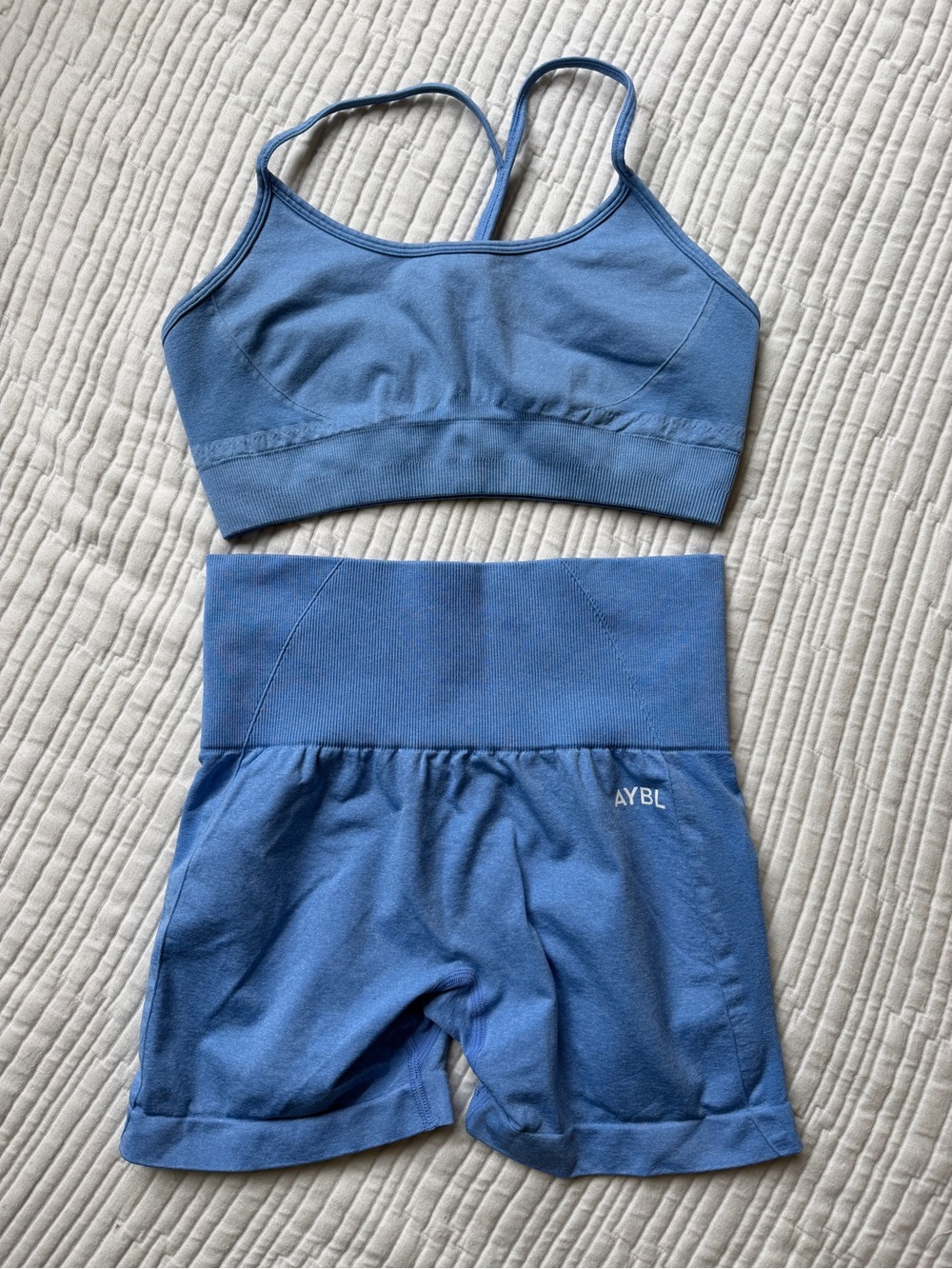 AYBL  Blue Seamless Sports Bra + High-Waist Shorts